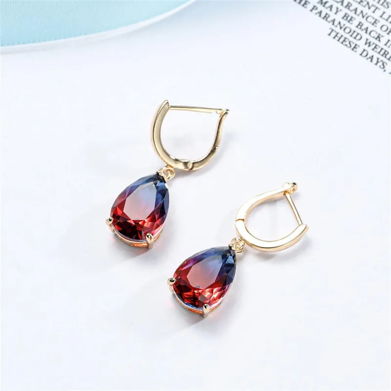 Blue & Red Crystal Teardrop Leverback Earrings made by Zulily