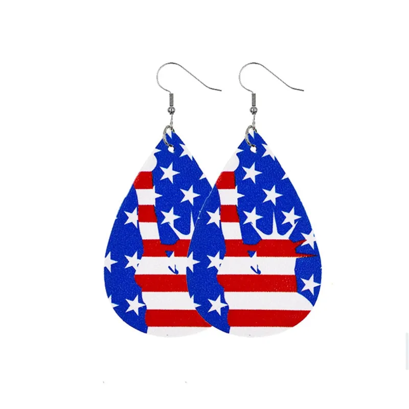 Blue & Red Polystyrene Stars & Stripes Lady Liberty Drop Earrings made by Zulily