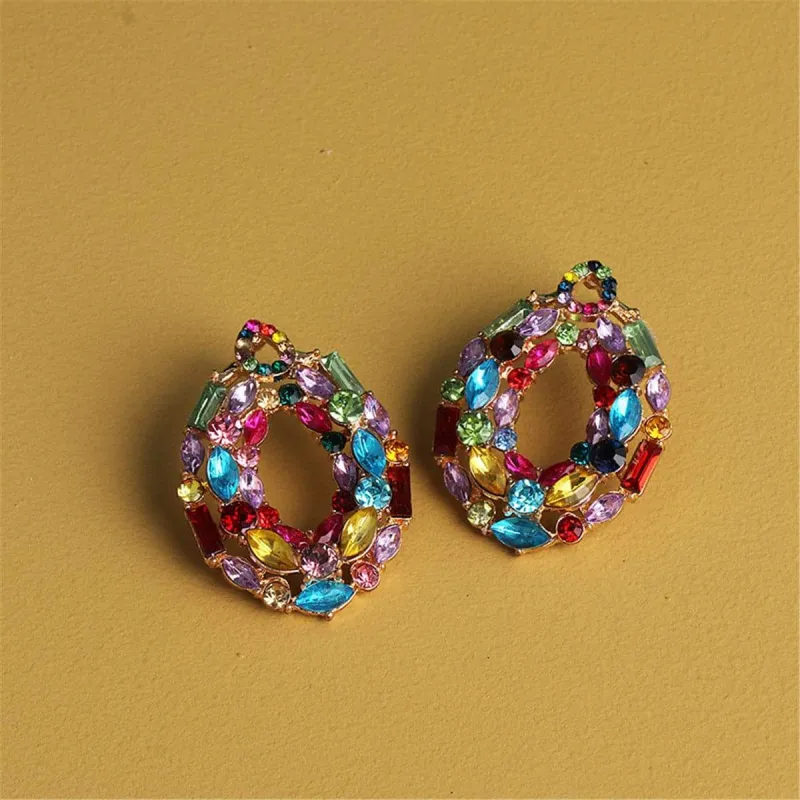 Blue & Pink Crystal & Cubic Zirconia Oval Cluster Drop Earrings made by Zulily