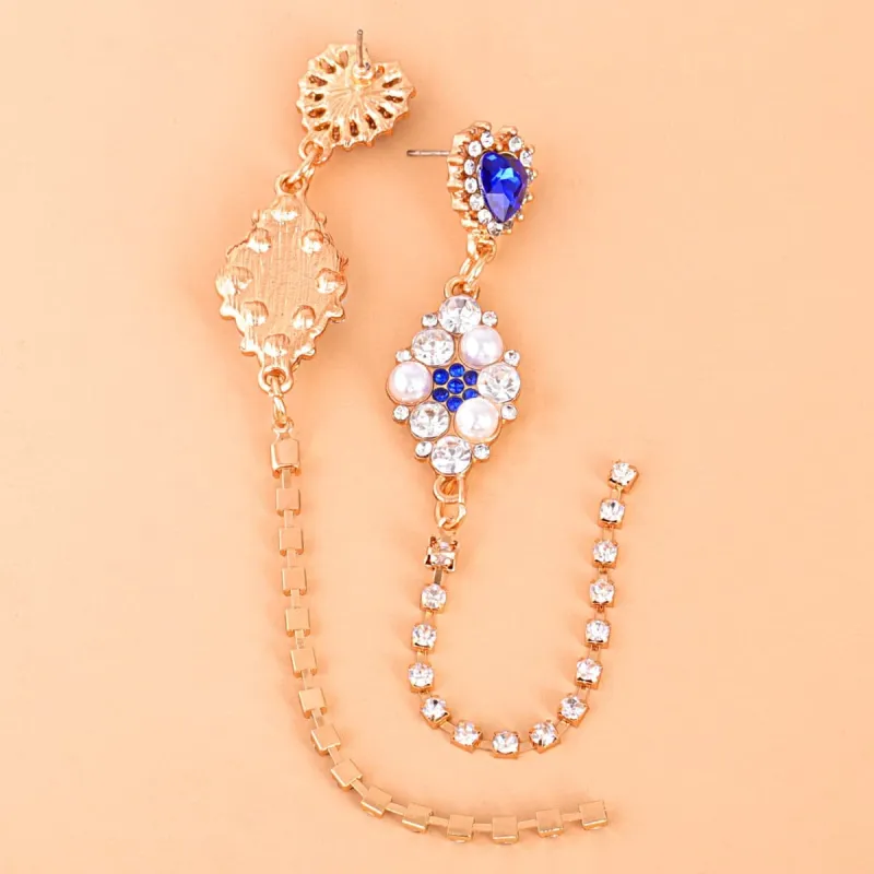 Blue Cubic Zirconia & Pearl Goldtone Heart Drop Earrings made by Zulily
