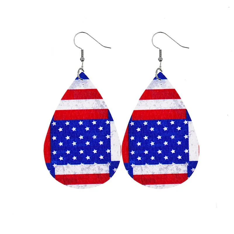 Blue & Red Polystyrene Stars & Stripes Teardrop Drop Earrings made by Zulily