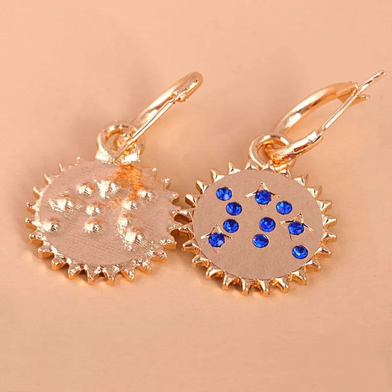 Blue Cubic Zirconia & Goldtone Sun Drop Earrings made by Zulily