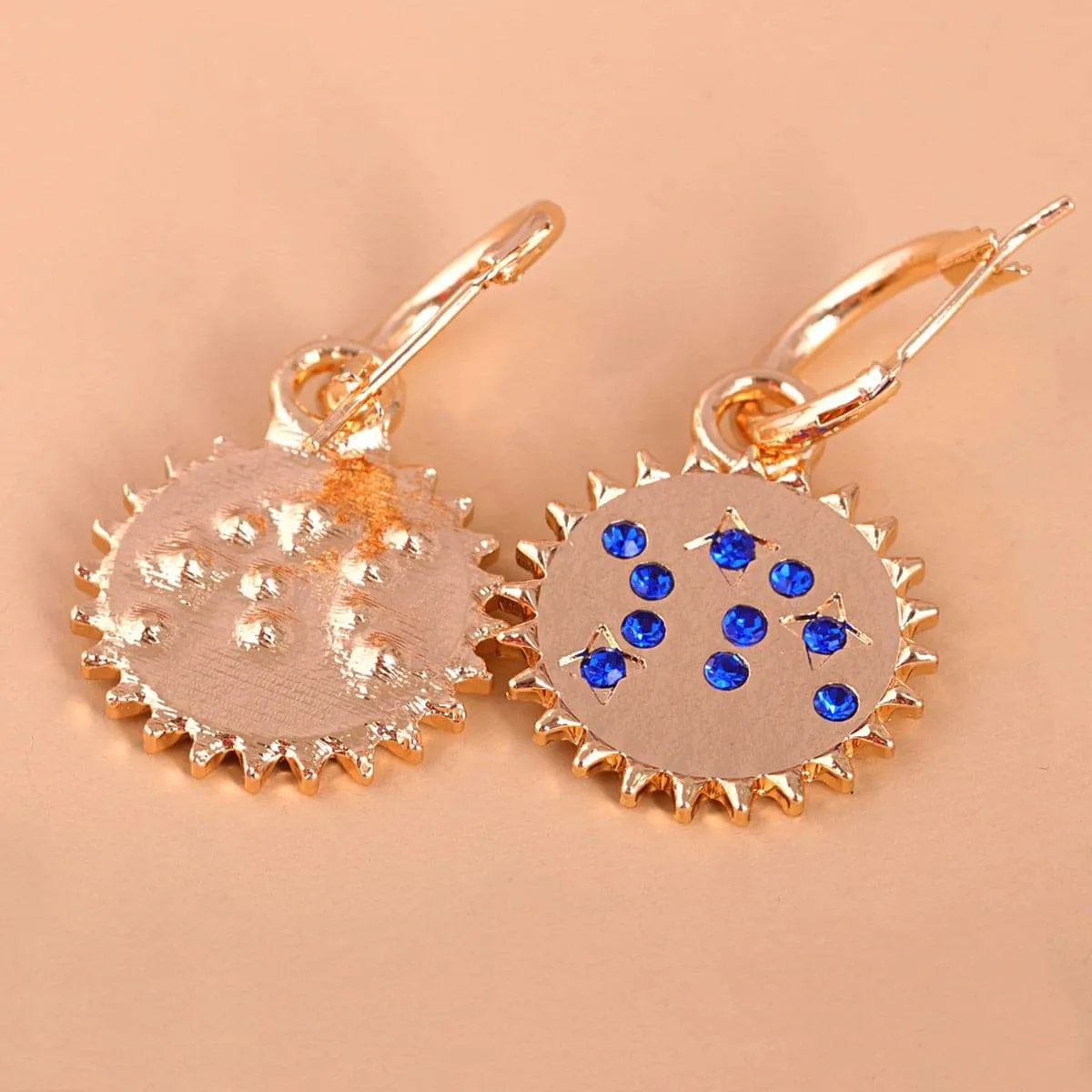 Blue Cubic Zirconia & Goldtone Sun Drop Earrings sold by Zulily