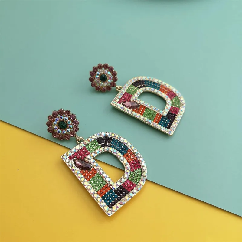 Blue & Pink Crystal & Cubic Zirconia 'D' Drop Earrings made by Zulily