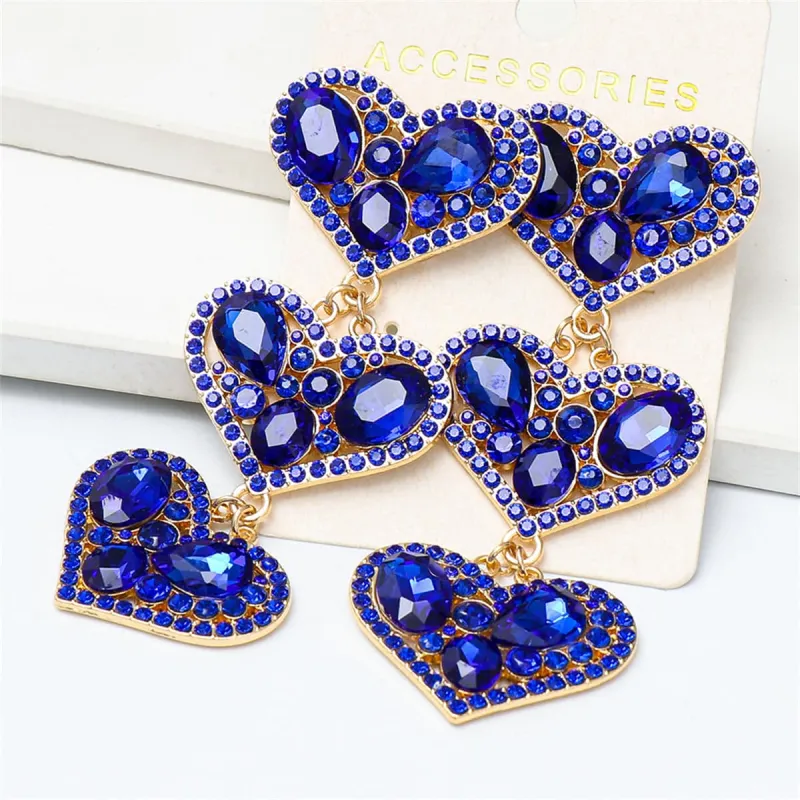 Blue Crystal & Cubic Zirconia Goldtone Heart Drop Earrings made by Zulily