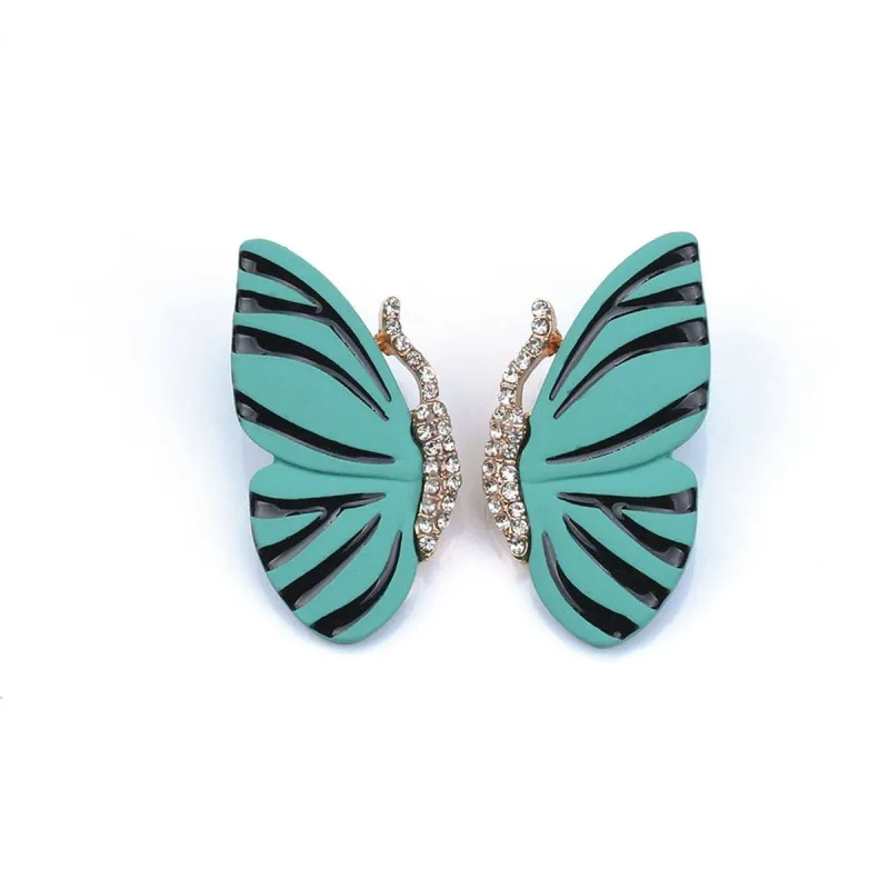 Blue Enamel & Cubic Zirconia 18K Gold-Plaed Butterfly Stud Earrings made by Zulily