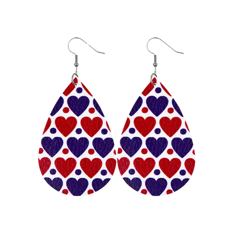 Blue & Red Polystyrene Dot Heart Teardrop Drop Earrings made by Zulily