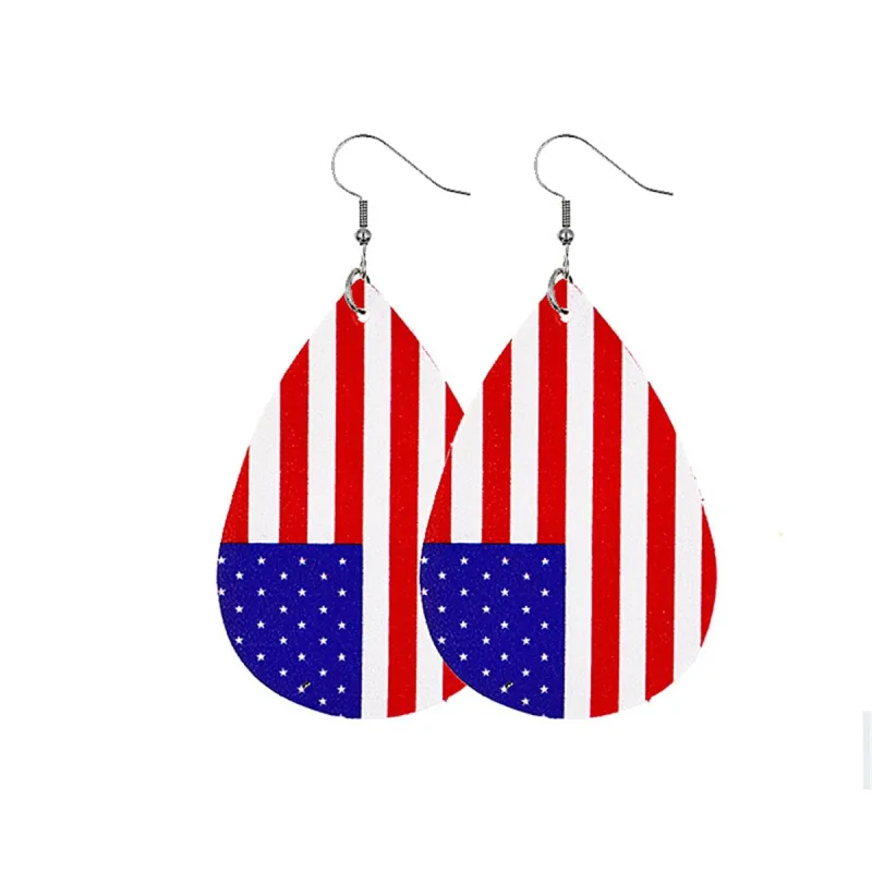 Blue & Red Polystyrene Vertical Stars & Stripes Drop Earrings made by Zulily