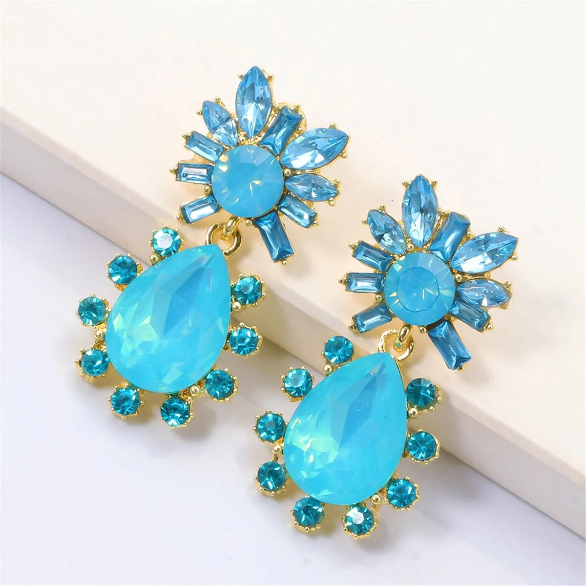 Blue Crystal & Cubic Zirconia Goldtone Botany Drop Earrings sold by Zulily