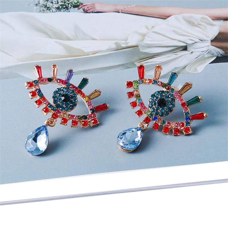 Blue Crystal & Cubic Zirconia Eye Drop Earrings made by Zulily