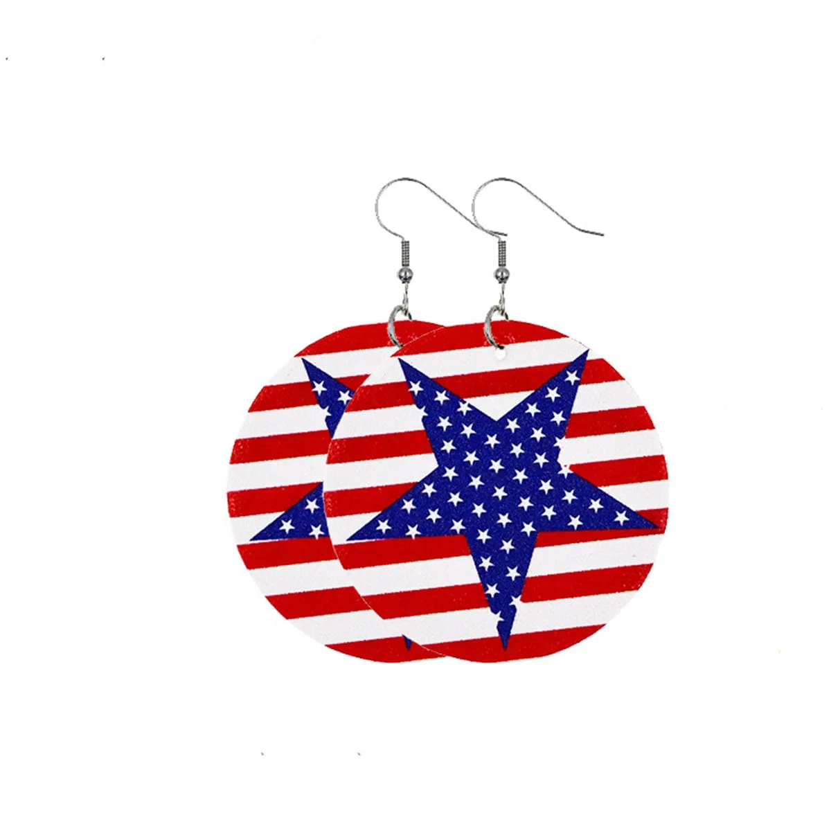 Blue & Red Polystyrene Stars & Stripes Round Drop Earrings sold by Zulily