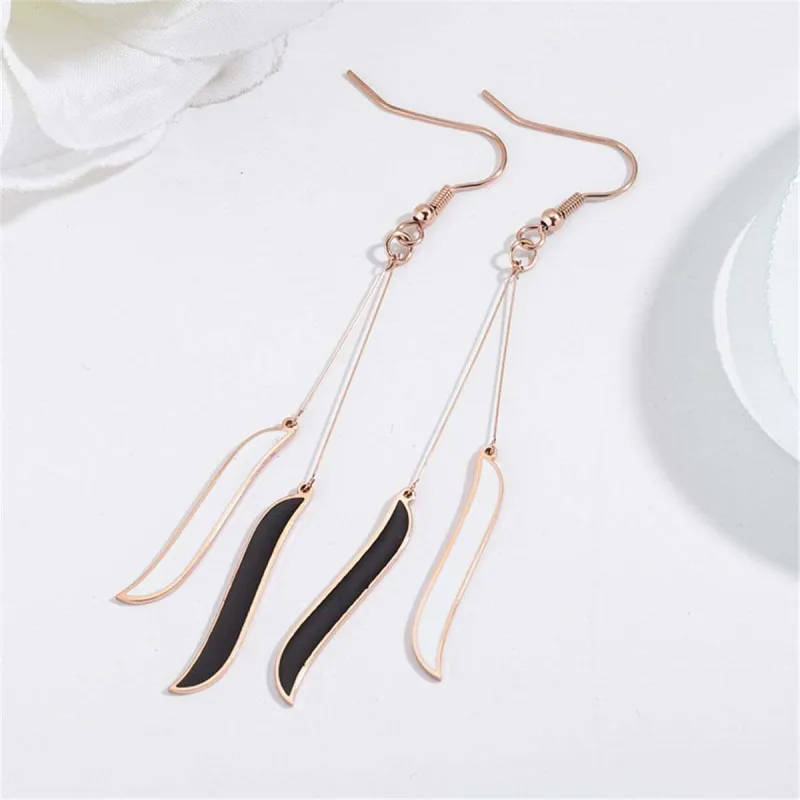 Black & Rose Goldtone Salix Leaf Drop Earrings made by Zulily