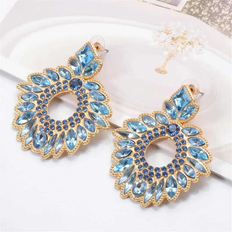 Blue Crystal & Cubic Zirconia Geometric Drop Earrings made by Zulily