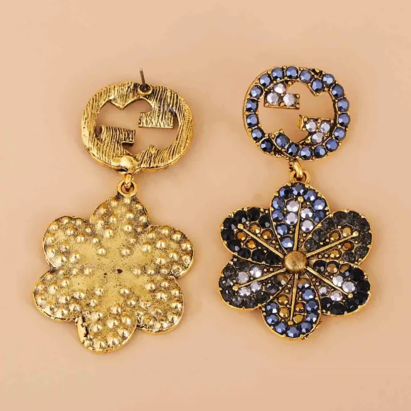 Black Multicolor Cubic Zirconia & Goldtone Flower Drop Earrings made by Zulily