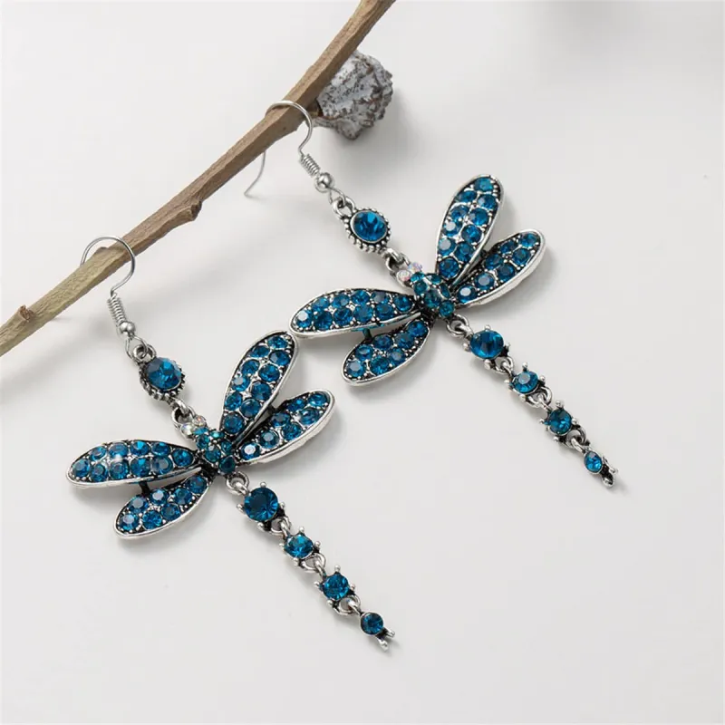 Blue Cubic Zirconia & Silvertone Dragonfly Drop Earrings made by Zulily