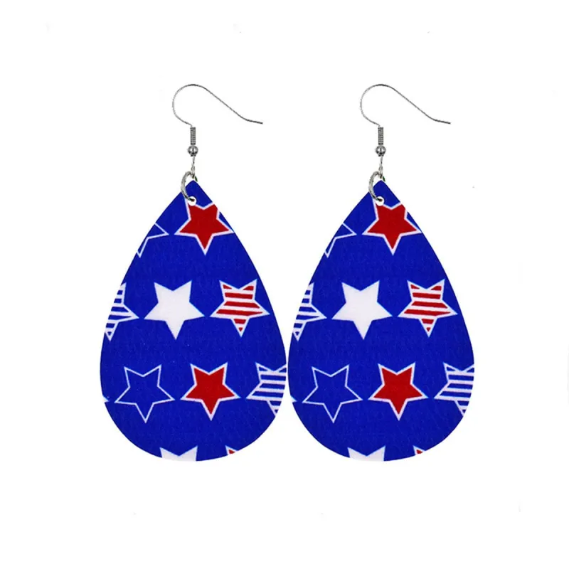 Blue & Red Polystyrene Star Teardrop Drop Earrings made by Zulily