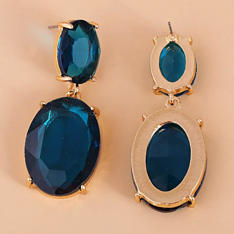 Blue Crystal & Goldtone Oval-Cut Drop Earrings made by Zulily