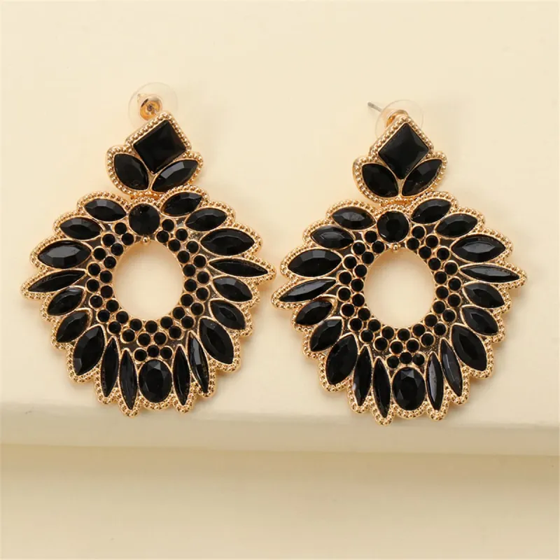 Black Crystal & Cubic Zirconia Geometric Drop Earrings made by Zulily