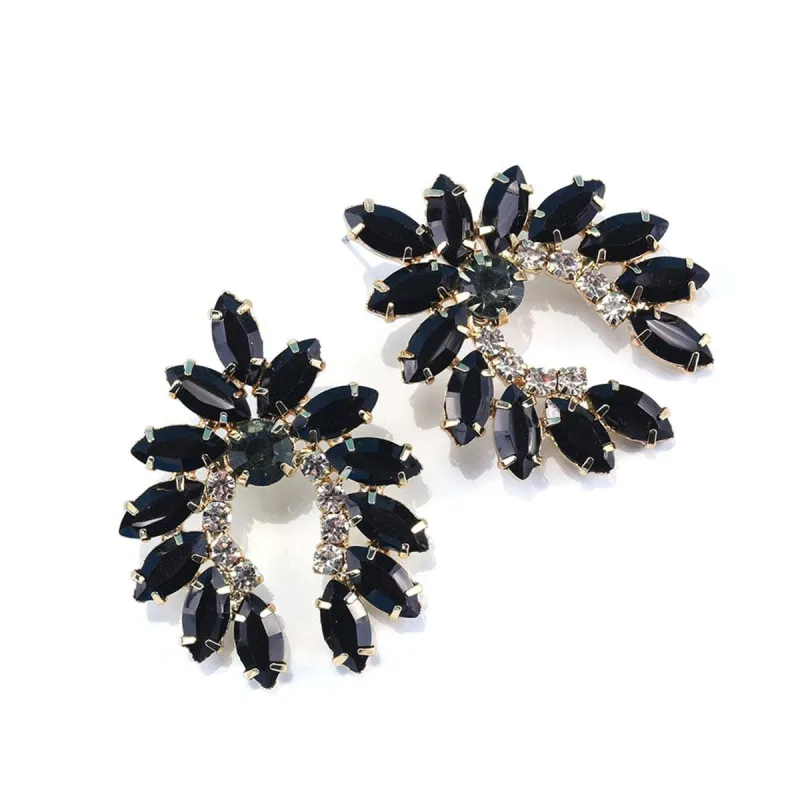 Black Crystal & Cubic Zirconia Curved Stud Earrings made by Zulily