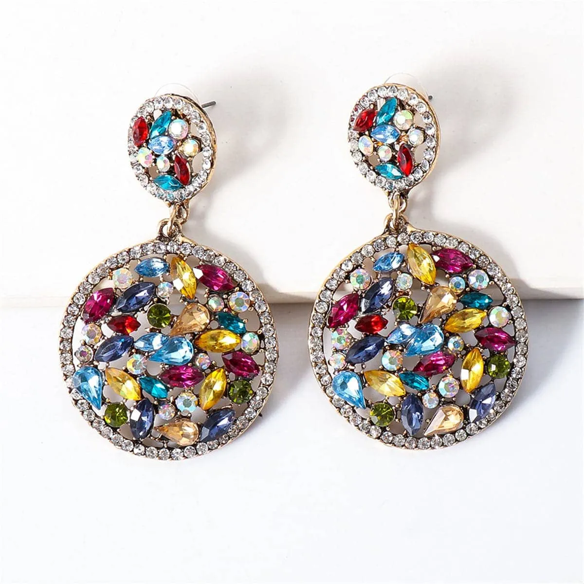 Blue Multicolor Cubic Zirconia & Goldtone Drop Earrings sold by Zulily