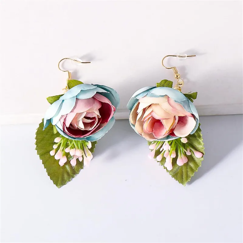 Blue Plastic & Goldtone Flower Drop Earrings made by Zulily