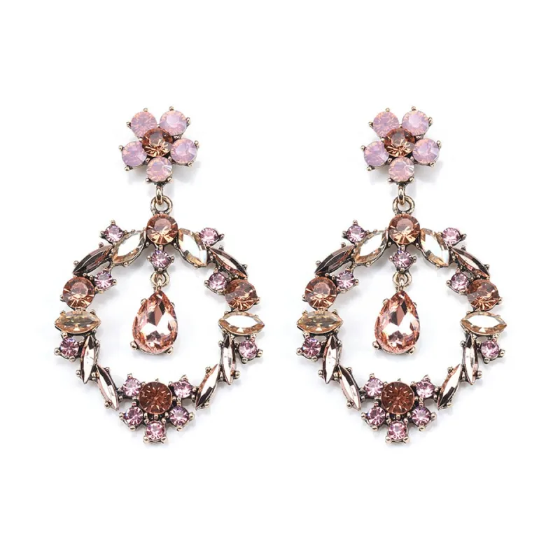 Champagne Crystal & Cubic Zirconia Open Flower Drop Earrings made by Zulily