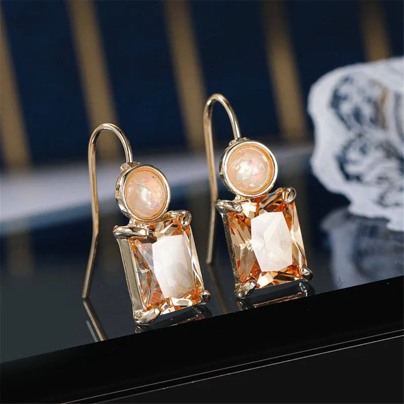 Champagne Crystal & Resin Stacked Circle Drop Earrings made by Zulily