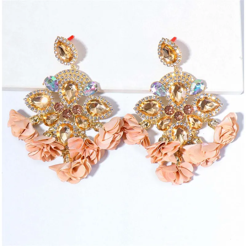 Champagne Crystal & Cubic Zirconia Chandelier Drop Earrings made by Zulily