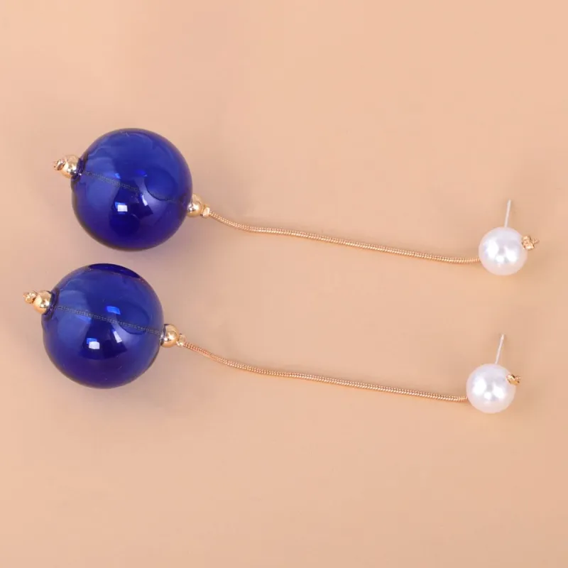 Blue Glass & Pearl Goldtone Dangle Earrings made by Zulily