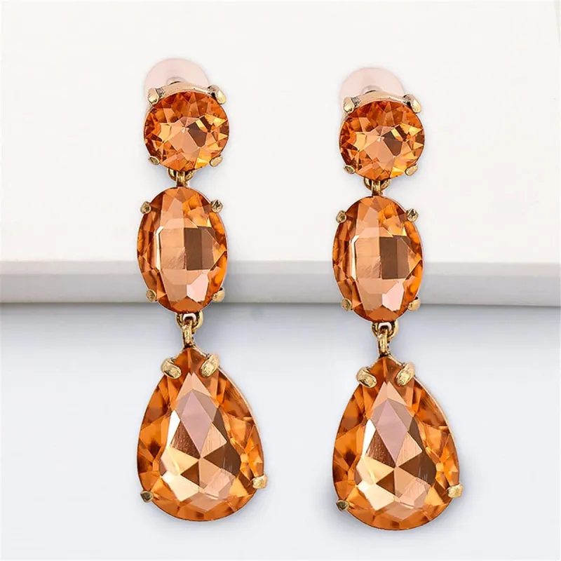 Champagne Crystal & Goldtone Drop Earrings made by Zulily