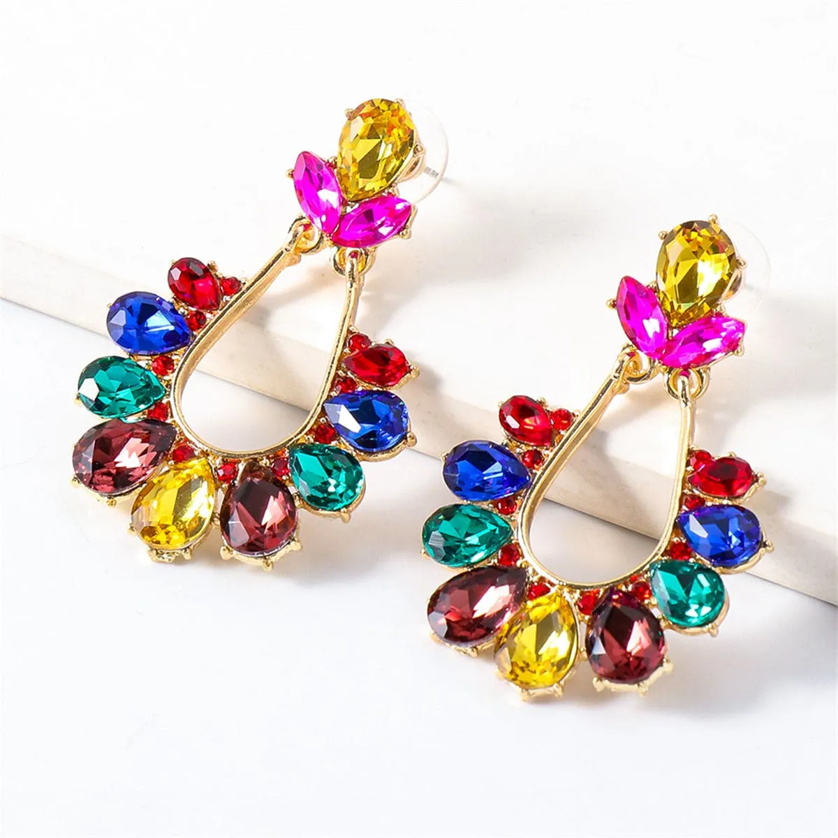 Colored Crystal & Goldtone Drop Earrings sold by Zulily
