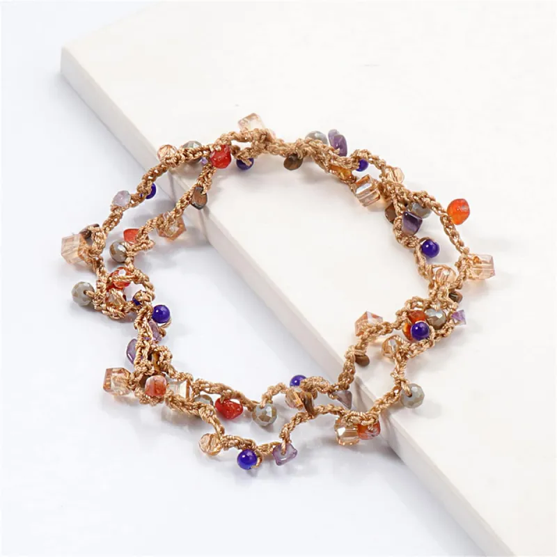 Brown & Teal Howlite Bead-Accent Layered Bracelet made by Zulily