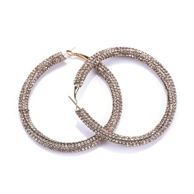 Champagne Cubic Zirconia & Goldtone Hoop Earrings made by Zulily