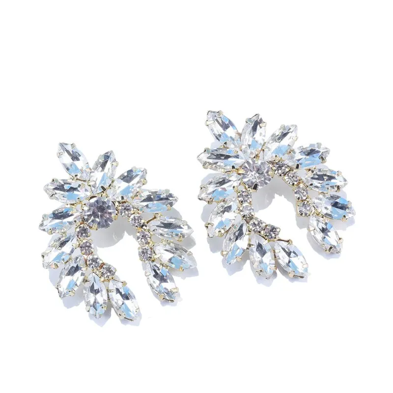 Crystal & Cubic Zirconia Curved Stud Earrings made by Zulily
