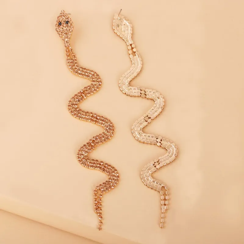 Champagne Cubic Zirconia & Goldtone Snake Drop Earrings made by Zulily