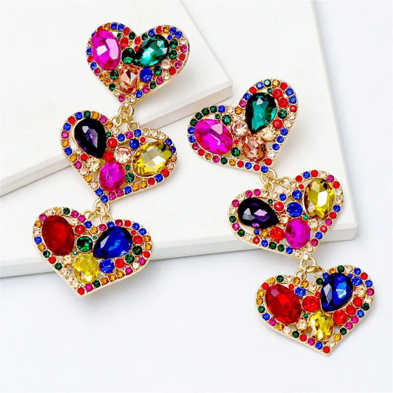 Colored Crystal & Cubic Zirconia Goldtone Heart Drop Earrings made by Zulily