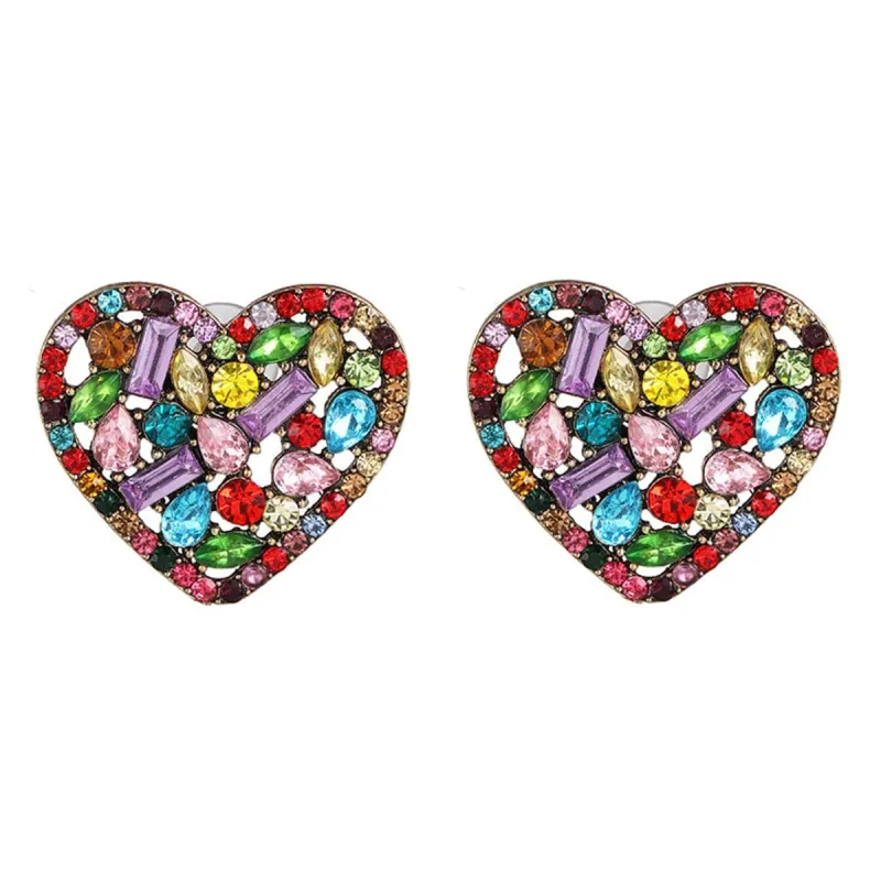 Crystal & Cubic Zirconia Heart Stud Earrings made by Zulily