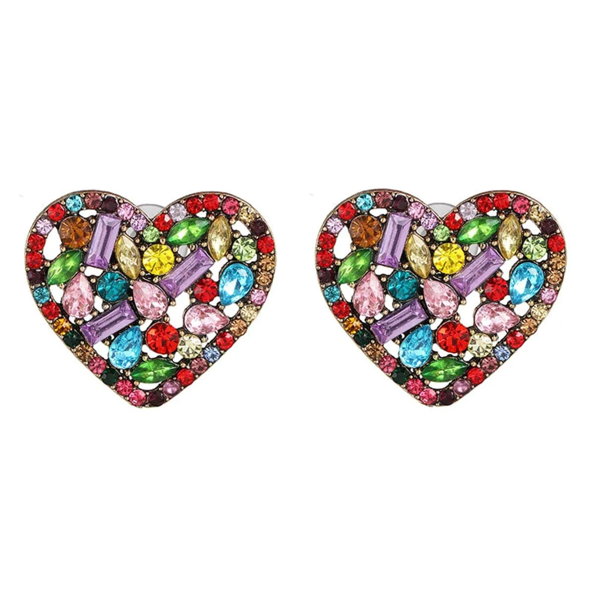 Crystal & Cubic Zirconia Heart Stud Earrings sold by Zulily