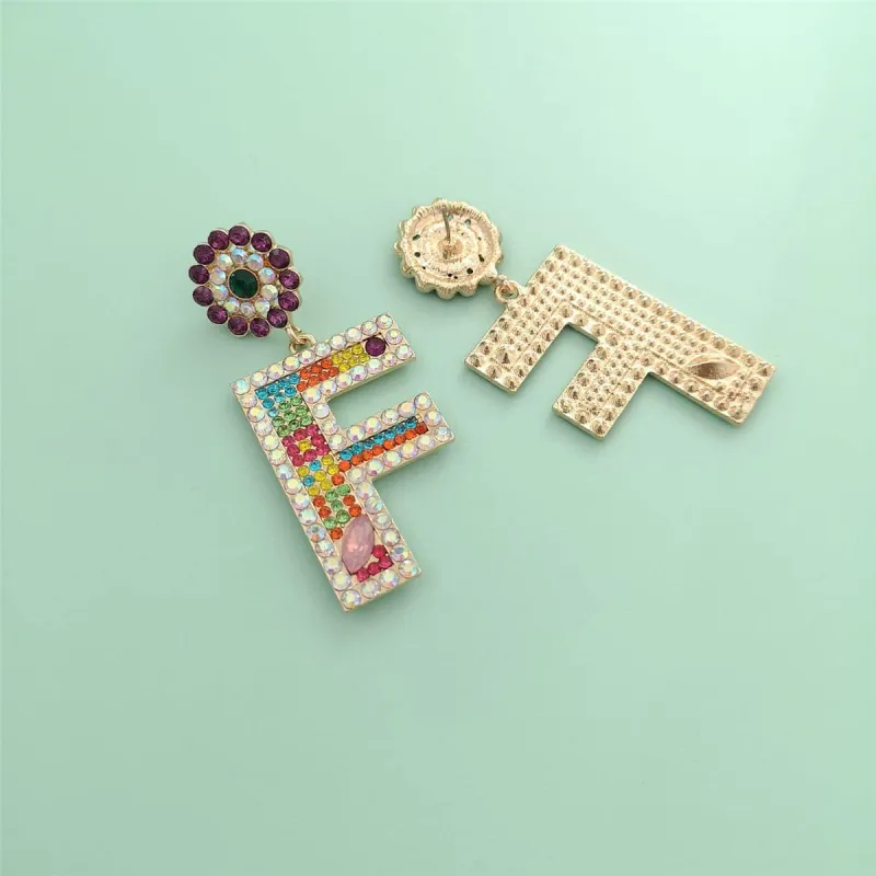 Crystal & Cubic Zirconia Letter F Drop Earrings made by Zulily