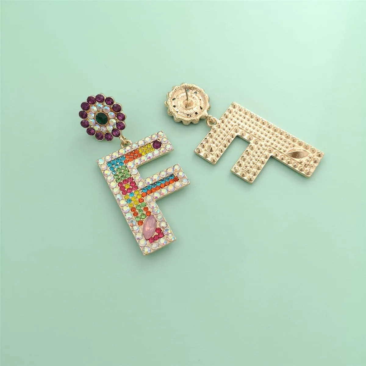 Crystal & Cubic Zirconia Letter F Drop Earrings sold by Zulily