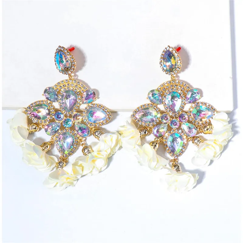 Crystal & Cubic Zirconia Silk Goldtone Multicolor Floral Tassel Drop Earrings made by Zulily