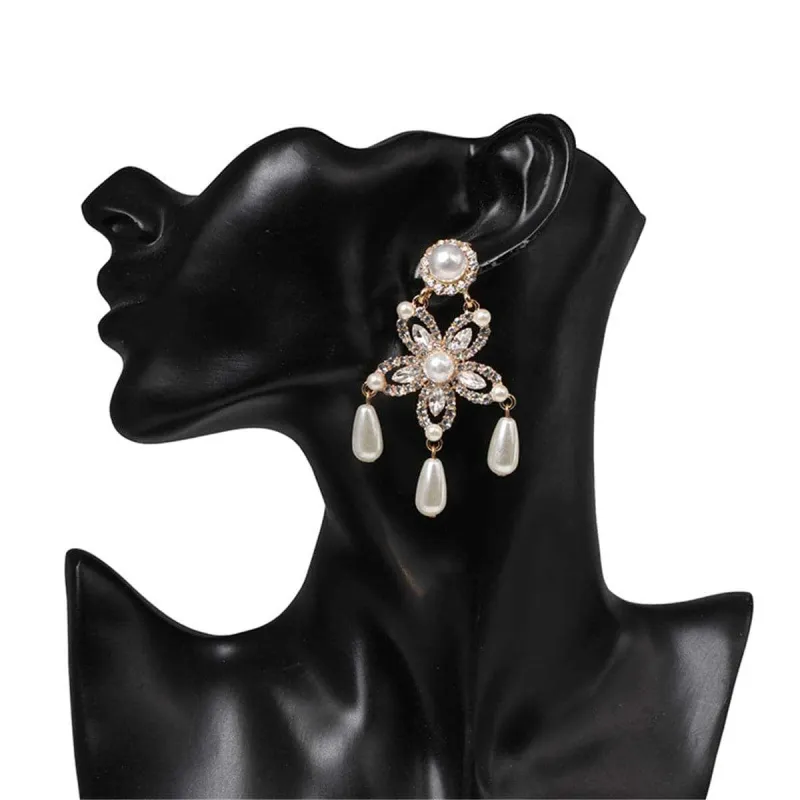Crystal & Pearl Goldtone Star Drop Earrings made by Zulily