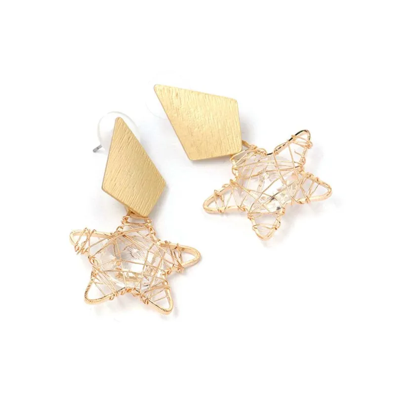 Crystal & Goldtone Geometric Star Drop Earrings made by Zulily