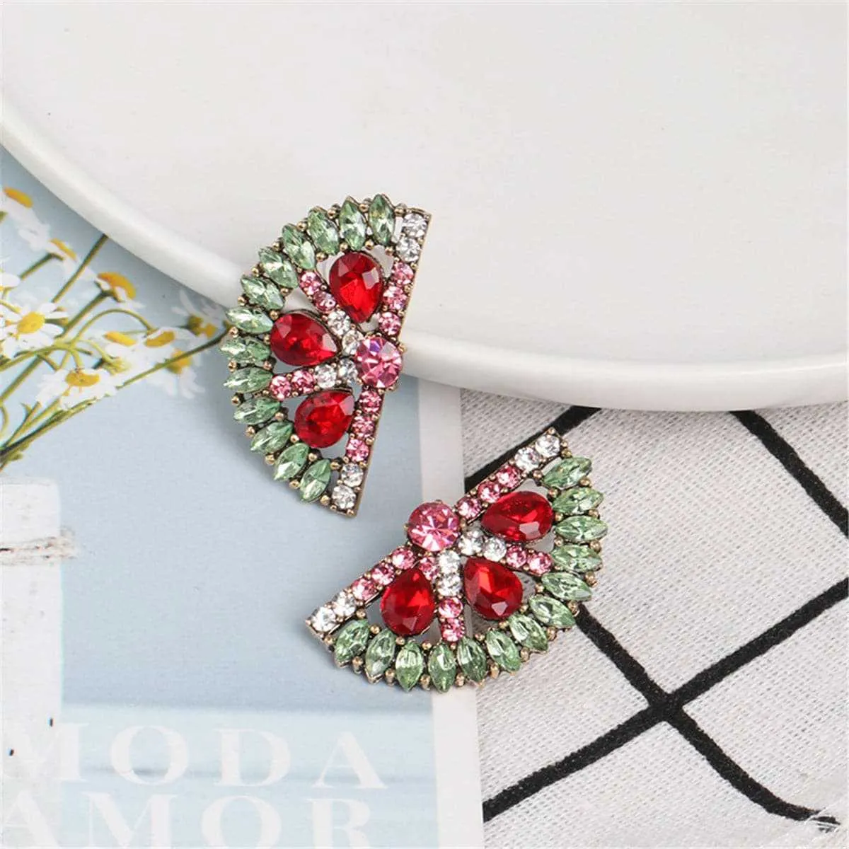 Crystal & Cubic Zirconia Orange Stud Earrings sold by Zulily