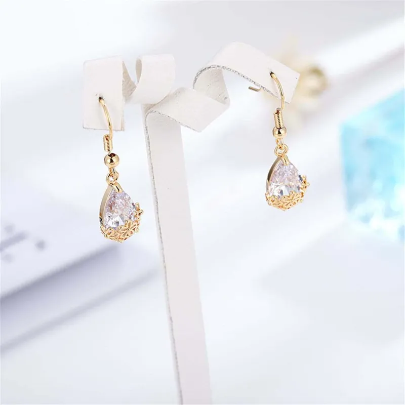 Crystal & Goldtone Floral Drop Earrings made by Zulily