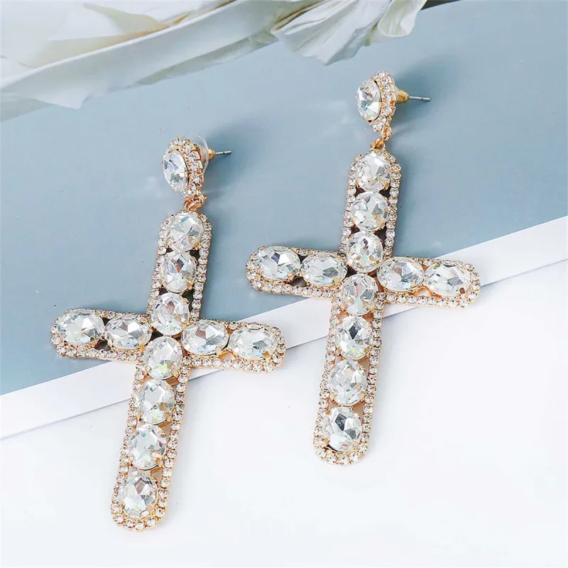 Crystal & Cubic Zirconia Cross Drop Earrings made by Zulily