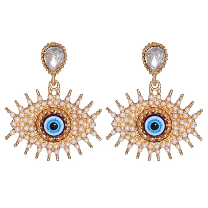 Crystal & Pearl Goldtone Eyes Drop Earrings made by Zulily