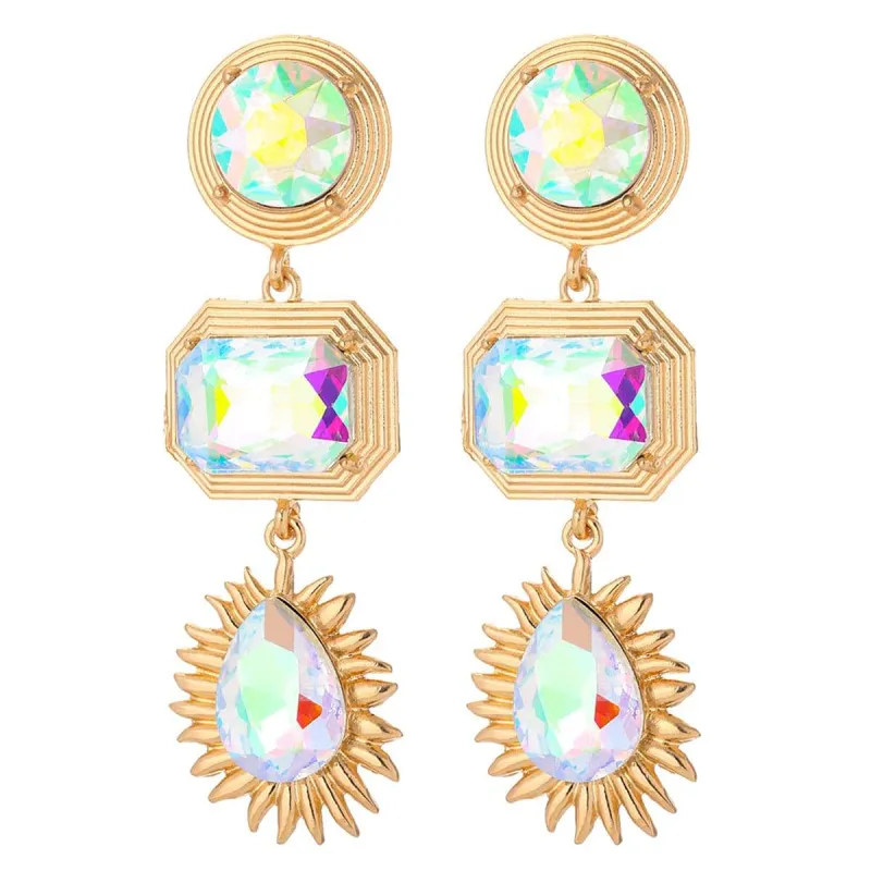 Crystal & Goldtone Geometric Drop Earrings made by Zulily