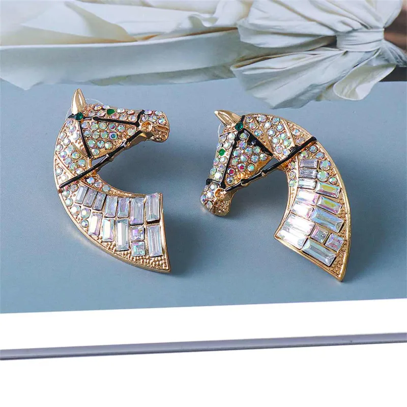 Cubic Zirconia & Crystal Goldtone Horse Stud Earrings made by Zulily