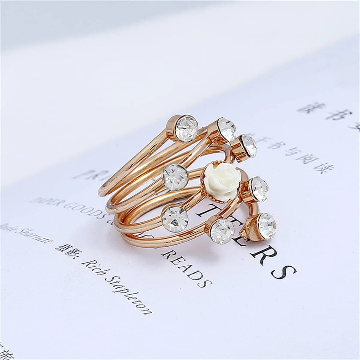 Cubic Zirconia & Cream Rosette Stackable Ring sold by Zulily